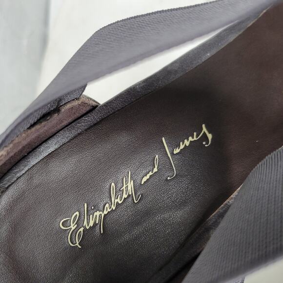 Elizabeth & James Stiletto Heels Womens 8 Gray Leather T-Strap Metal Spike Heel - Picture 2 of 16